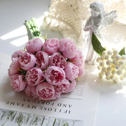 Wedding Bouquet Silk Peony Romantic 27 Bloom Flower Arrangement