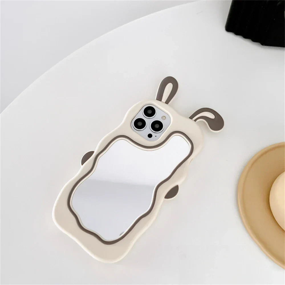 iPhone Case Rabbit Ear Built-In Mirror Protective Cover