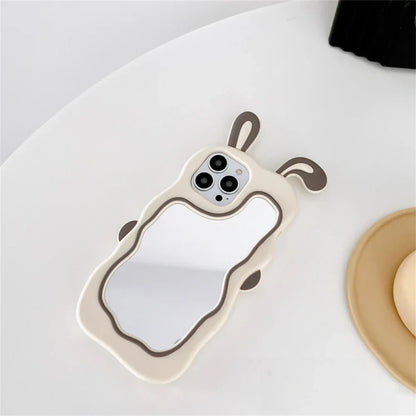 iPhone Case Rabbit Ear Built-In Mirror Protective Cover