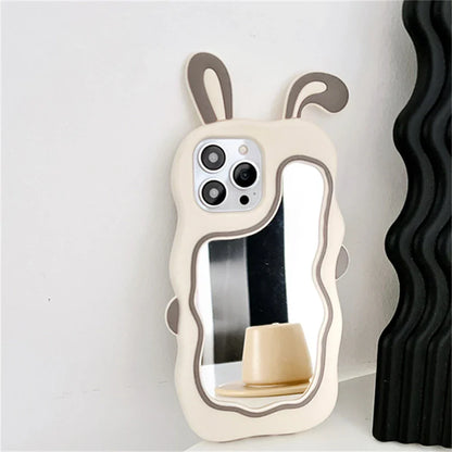 iPhone Case Rabbit Ear Built-In Mirror Protective Cover