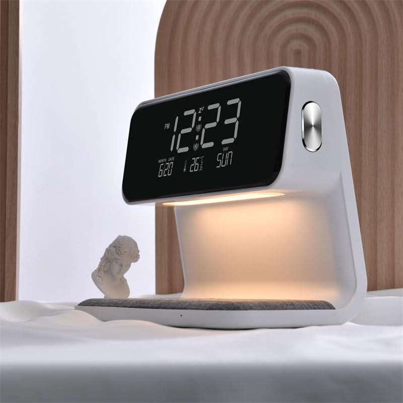Nachtlampje met LCD Wekker en Draadloze Oplader 3-in-1 Touch Bediening