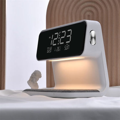 Nachtlampje met LCD Wekker en Draadloze Oplader 3-in-1 Touch Bediening