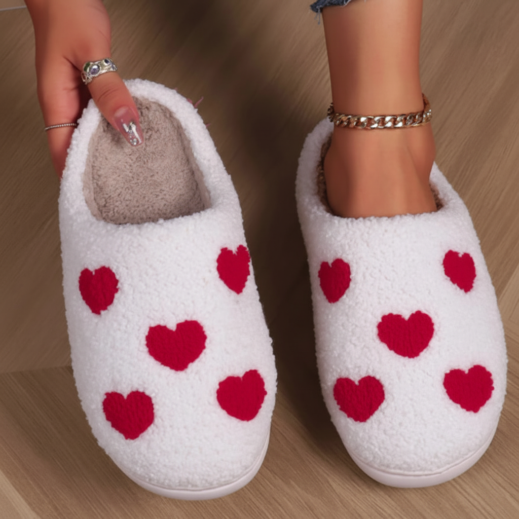 Cozy Heart Mushroom Slippers Sole Comfortable Footwear