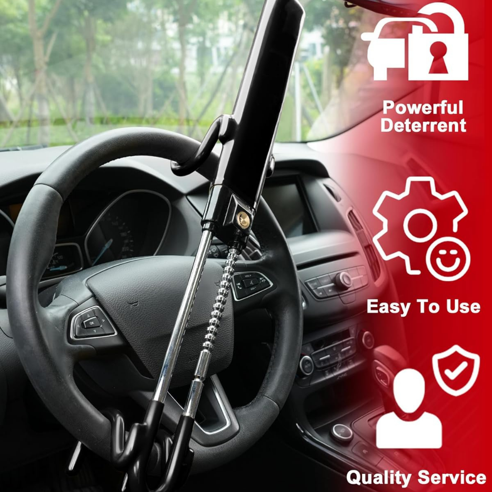 Steering Wheel Lock Heavy Duty Steel Anti Theft Car Security Bar