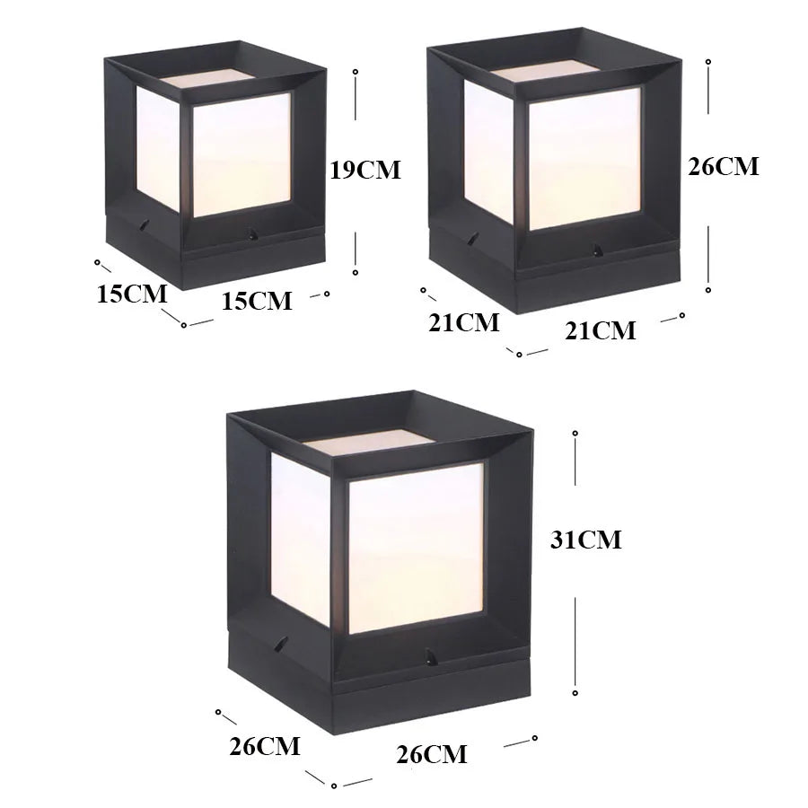 Outdoor Post Light | Modern Cube Design