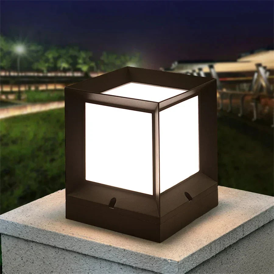 Outdoor Post Light | Modern Cube Design