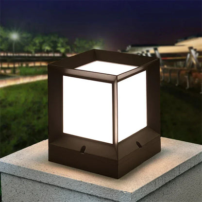 Outdoor Post Light | Modern Cube Design