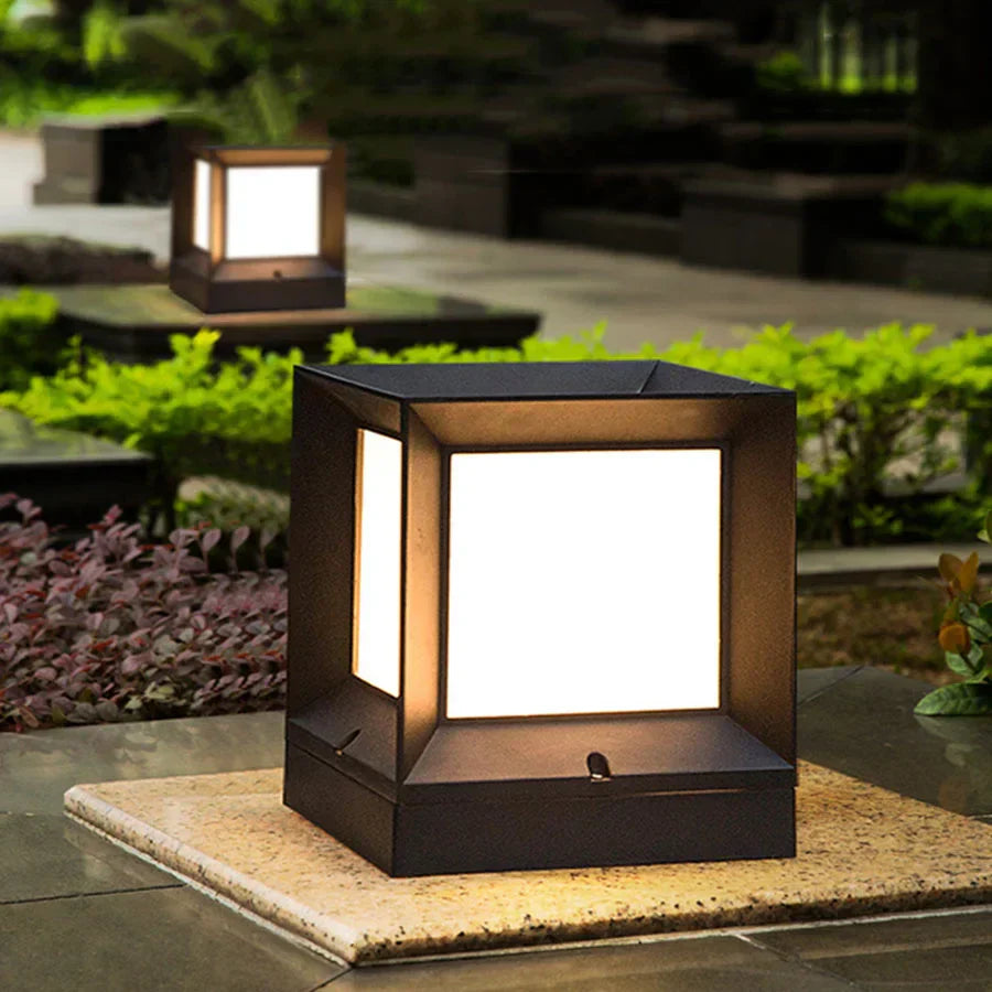 Outdoor Post Light | Modern Cube Design