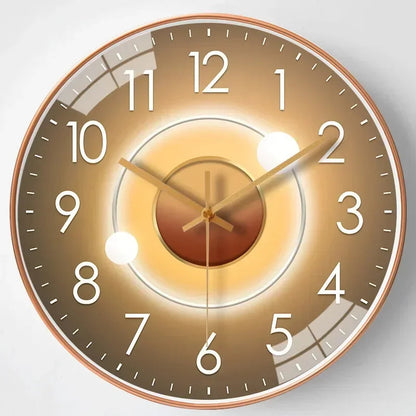 Silent Wall Clock | Gradient Gold Digital Design