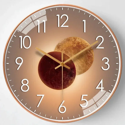 Silent Wall Clock | Gradient Gold Digital Design