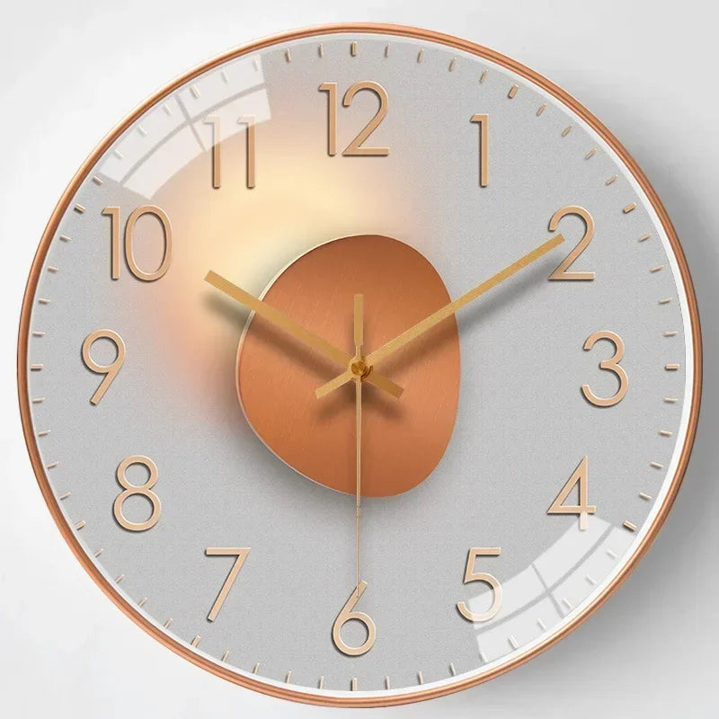 Silent Wall Clock | Gradient Gold Digital Design