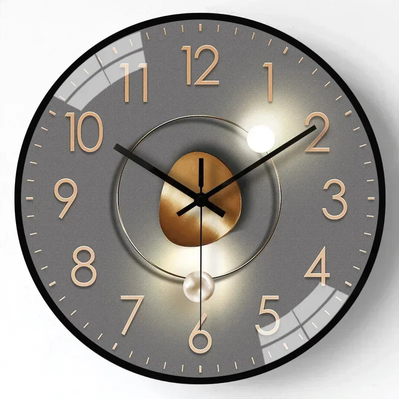 Silent Wall Clock | Gradient Gold Digital Design