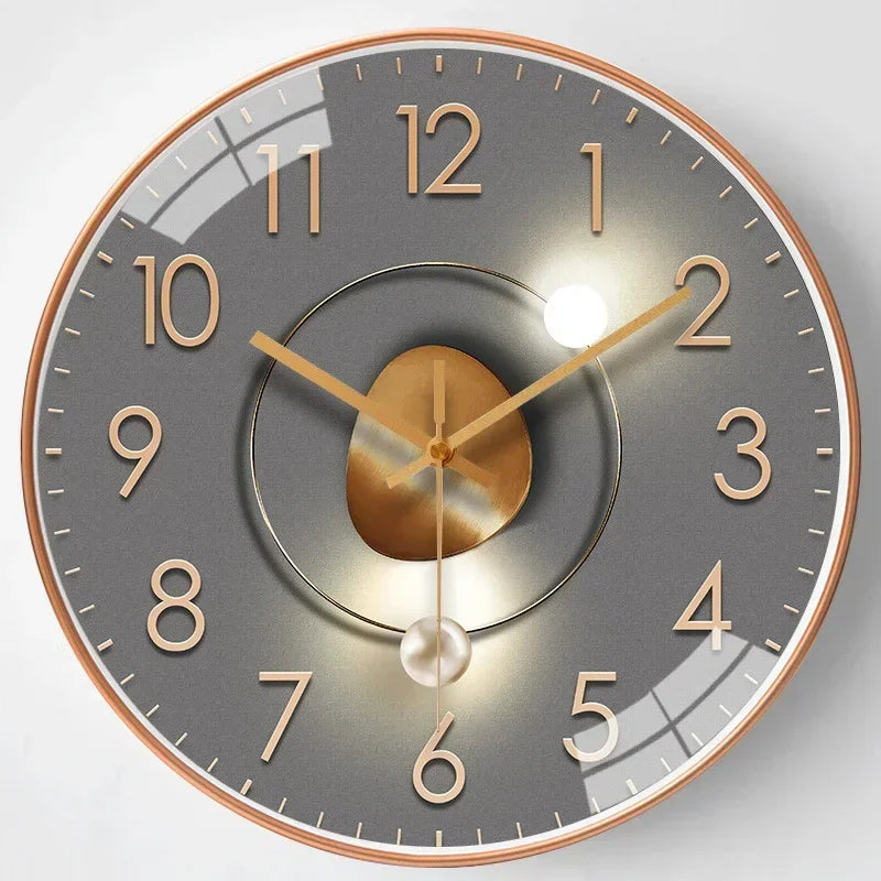 Silent Wall Clock | Gradient Gold Digital Design
