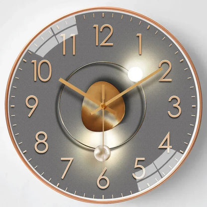 Silent Wall Clock | Gradient Gold Digital Design