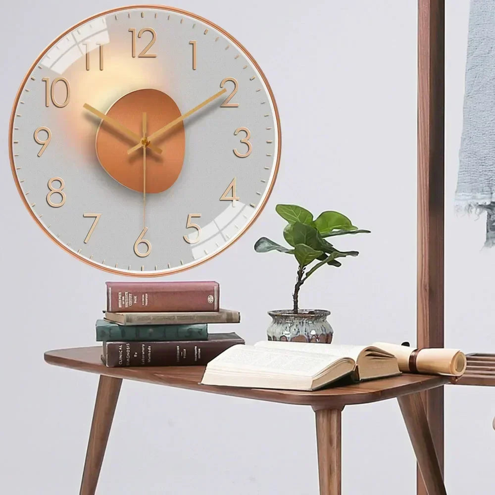 Silent Wall Clock | Gradient Gold Digital Design