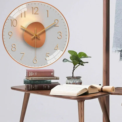 Silent Wall Clock | Gradient Gold Digital Design