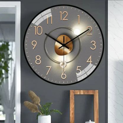 Silent Wall Clock | Gradient Gold Digital Design