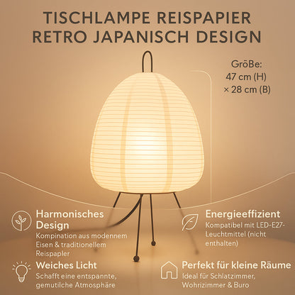 Japanese Paper Table Lamp | Retro Rice Paper Lighting