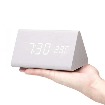 Wood Alarm Clock LED Digital Smart Voice Activated Desk Clock