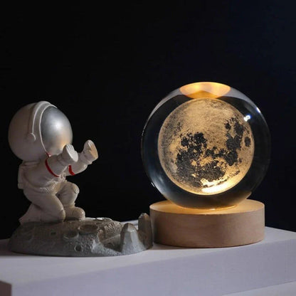 LED Crystal Ball Night Light | 3D Galaxy Design