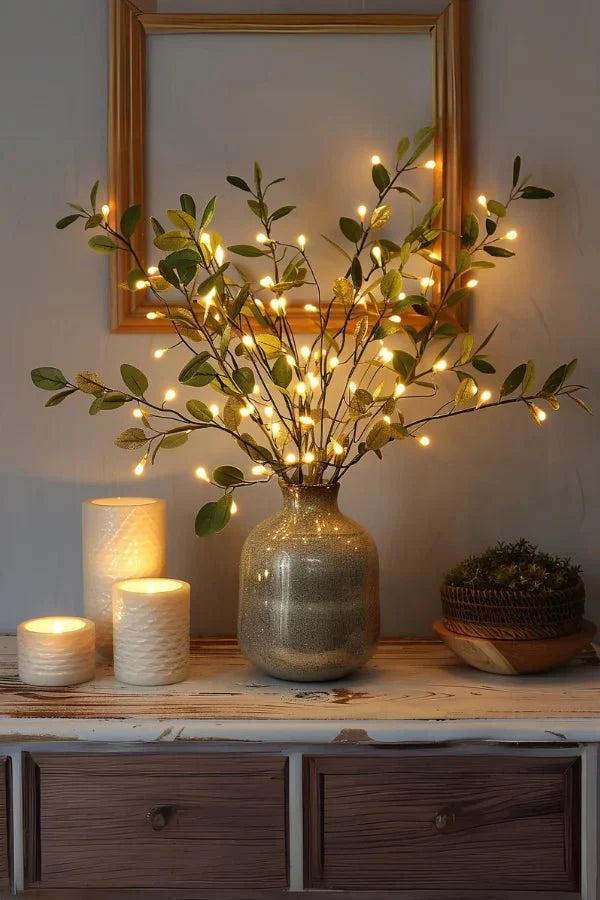 LED blossom branch lights | Warm floral table décor