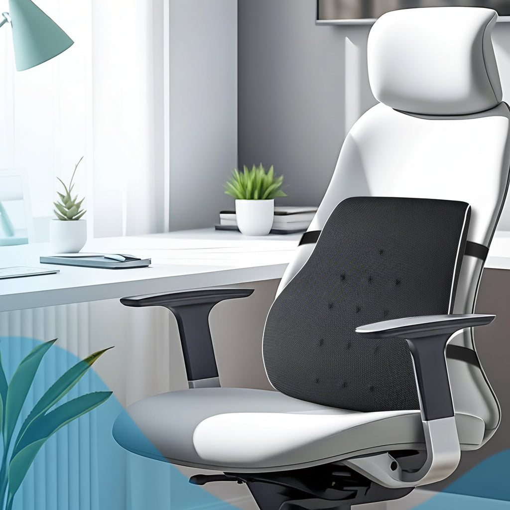 Lumbar Support Pillow Office Chair Back Cushion Mesh Cover