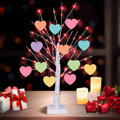Valentines Day Decoration Tree Light 12 Heart Ornaments