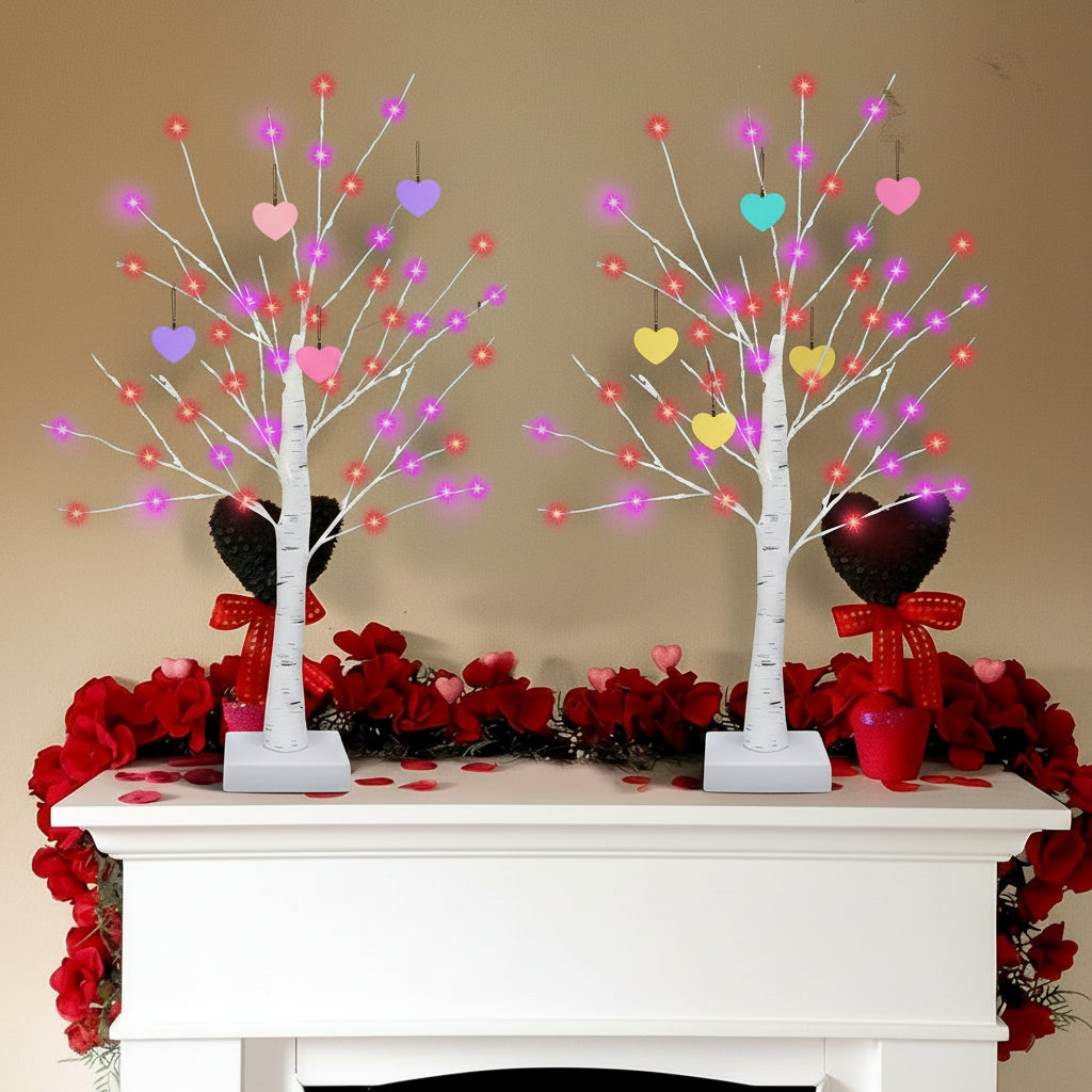 Valentines Day Decoration Tree Light 12 Heart Ornaments