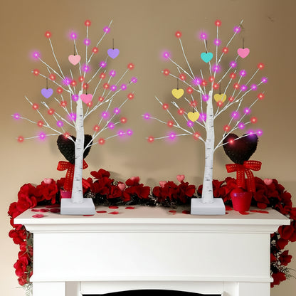Valentines Day Decoration Tree Light 12 Heart Ornaments