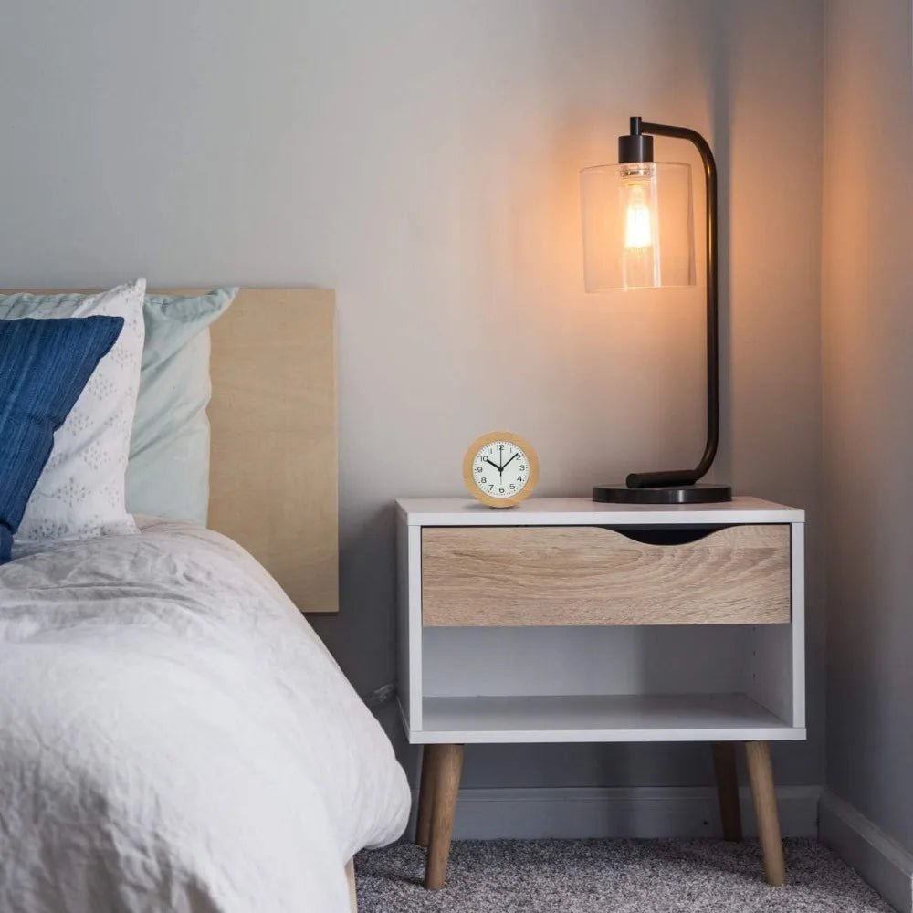 Houten Wekker met Stil Uurwerk en Analoge Wijzerplaat voor Slaapkamer