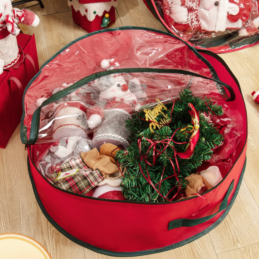 Christmas Wreath Storage Bag Garland Container Clear