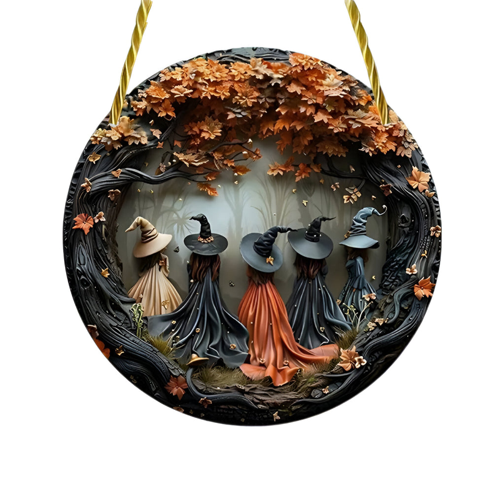 Round wooden door sign | Witch folklore wall decor