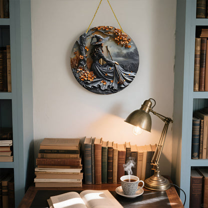 Round wooden door sign | Witch folklore wall decor