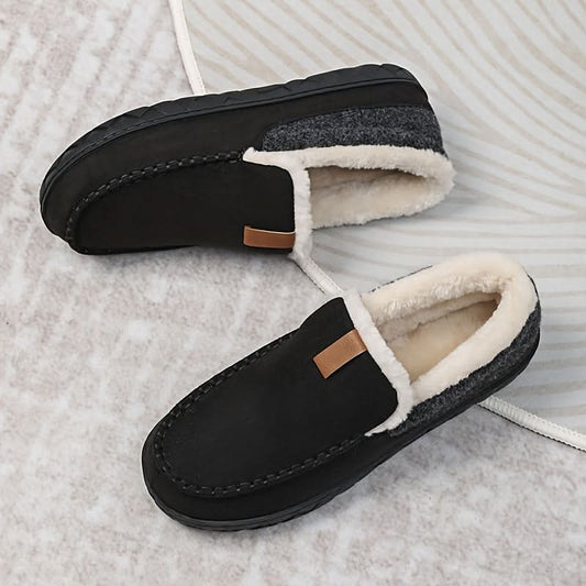 Mens Slippers Wool Warm Indoor House Loafer Shoes