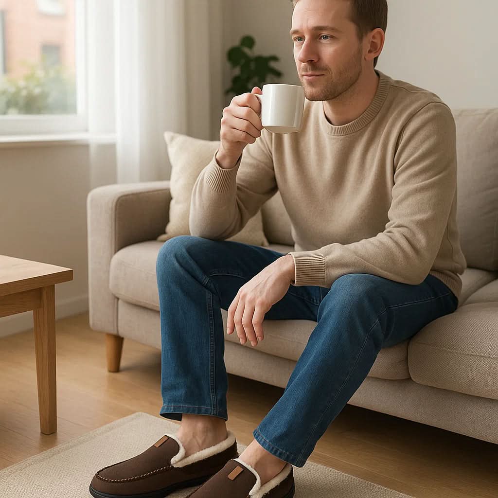 Mens Slippers Wool Warm Indoor House Loafer Shoes
