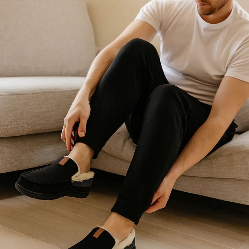 Mens Slippers Wool Warm Indoor House Loafer Shoes