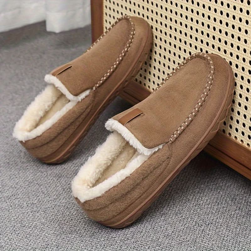 Mens Slippers Wool Warm Indoor House Loafer Shoes
