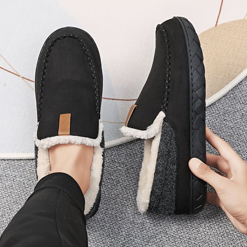 Mens Slippers Wool Warm Indoor House Loafer Shoes