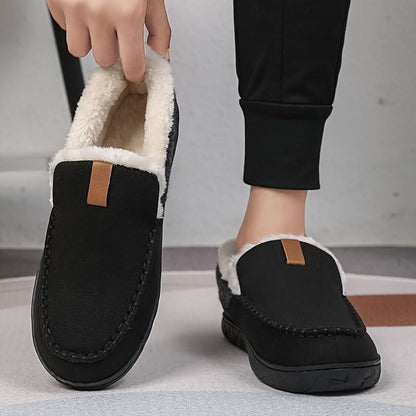 Mens Slippers Wool Warm Indoor House Loafer Shoes