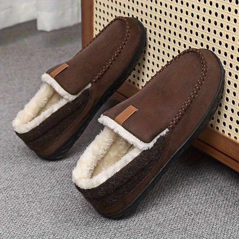 Mens Slippers Wool Warm Indoor House Loafer Shoes