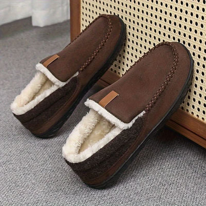 Mens Slippers Wool Warm Indoor House Loafer Shoes