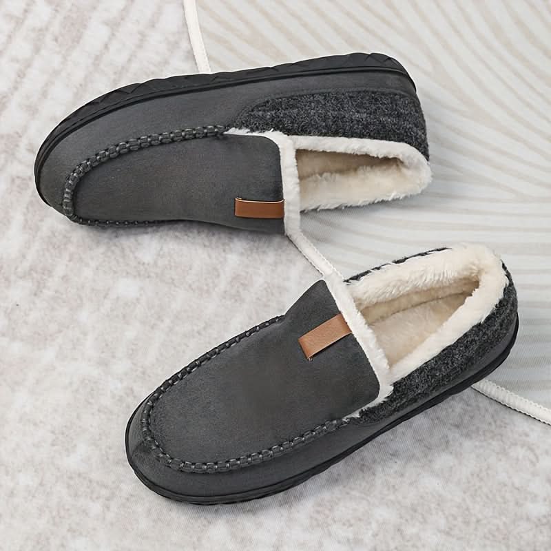 Mens Slippers Wool Warm Indoor House Loafer Shoes