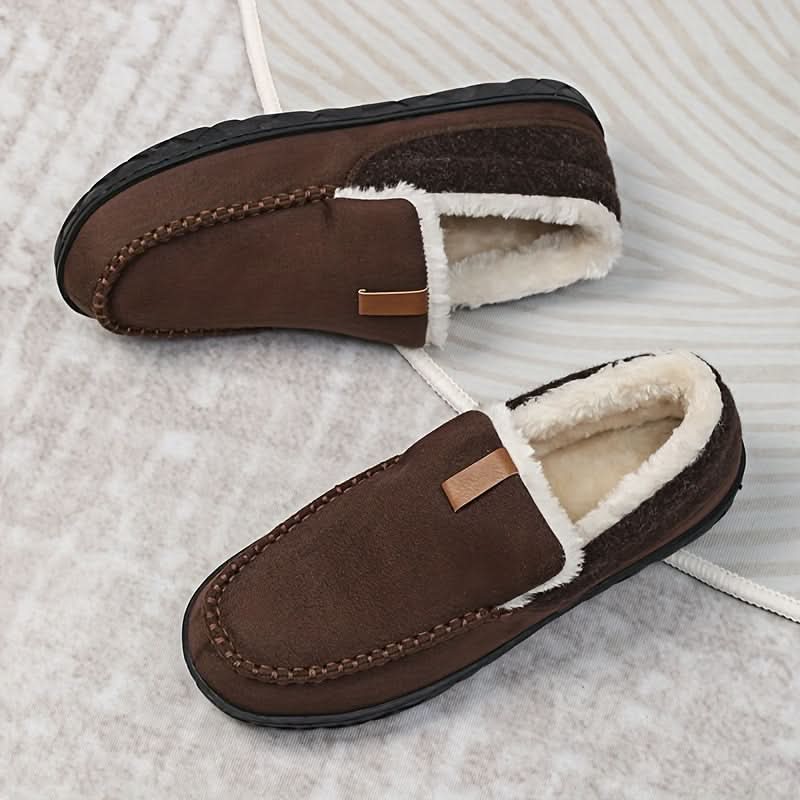 Mens Slippers Wool Warm Indoor House Loafer Shoes