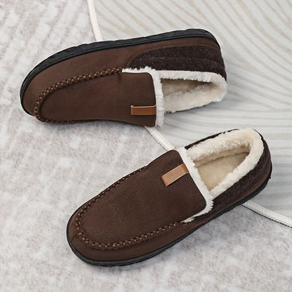 Mens Slippers Wool Warm Indoor House Loafer Shoes