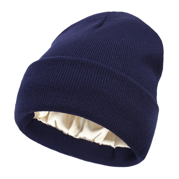 Winter Hat Silk Lined Wool Beanie for Warmth and Hair Protection