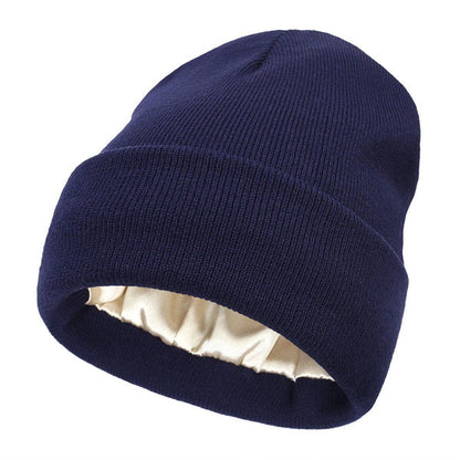 Winter Hat Silk Lined Wool Beanie for Warmth and Hair Protection