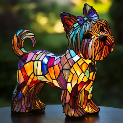 Table Lamp Stained Glass Dog Light Decorative Night Lamp