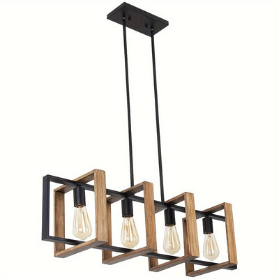 Modern 4-Light Kitchen Island Pendant | Farmhouse Chandelier in Matte Black