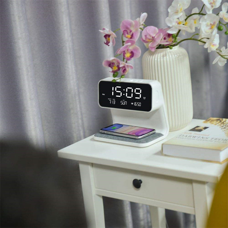 Bedside Lamp with Wireless Charger | 3-in-1 nightstand hub