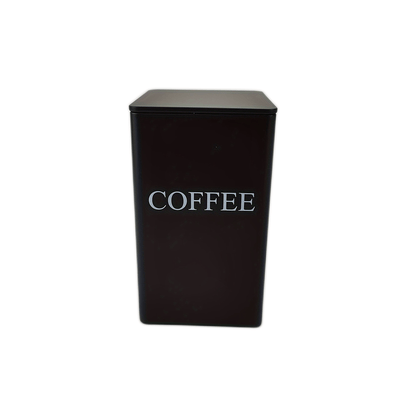 3-Piece Black Square Tea, Coffee & Sugar Storage Tins | Modern Kitchen Canisters Set